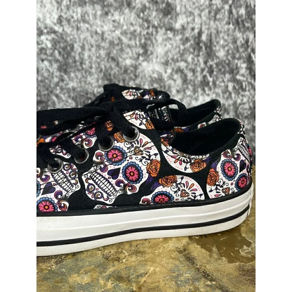 Converse shoes Women 7 men 5 All Star Sugar Skull Black Day Of The Dead Sneakers